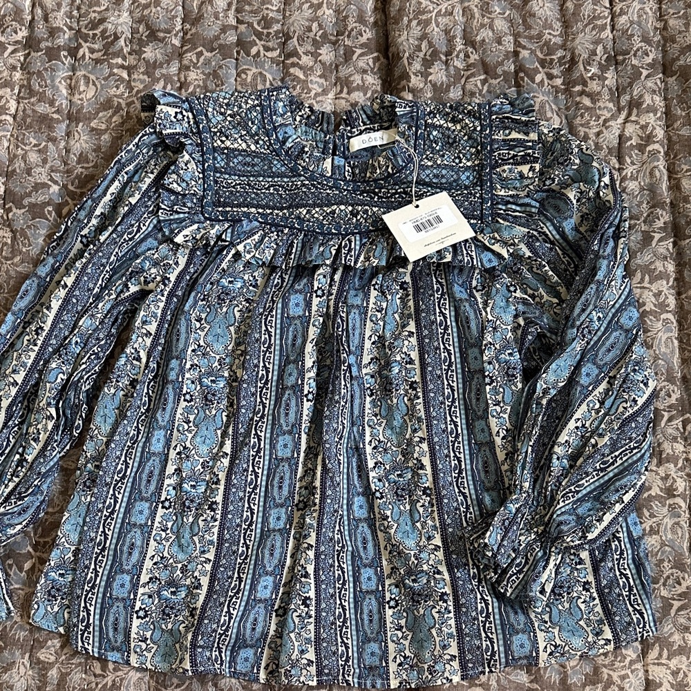 Doen Blue Patterned Blouse